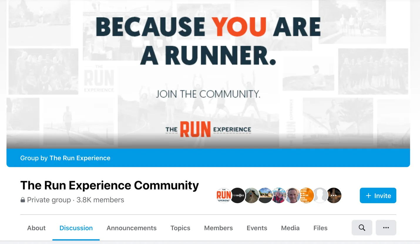 Image of The Run Experience Community members-only Facebook page