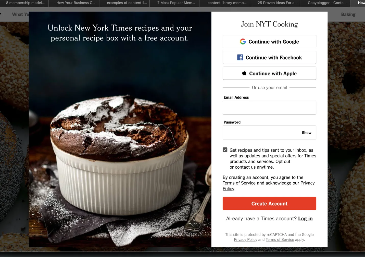 Image of splash membership sign-up page