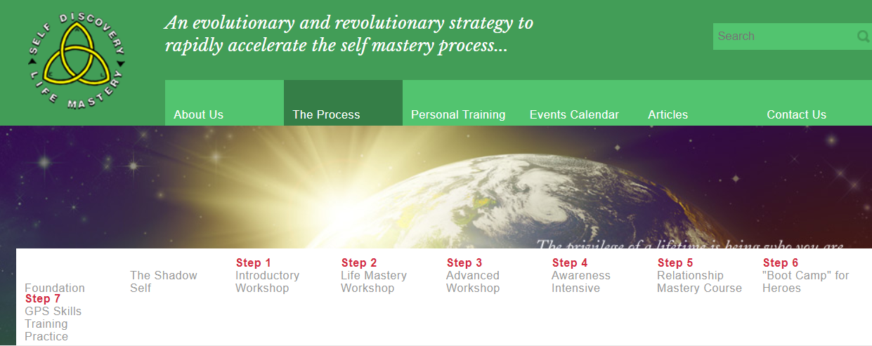 Screenshot of life coaching Self Discovery Life Mastery website