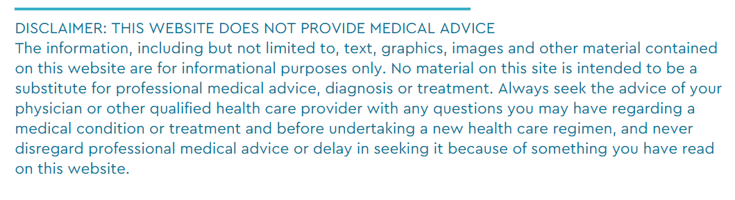 Image of a disclaimer regarding medical information
