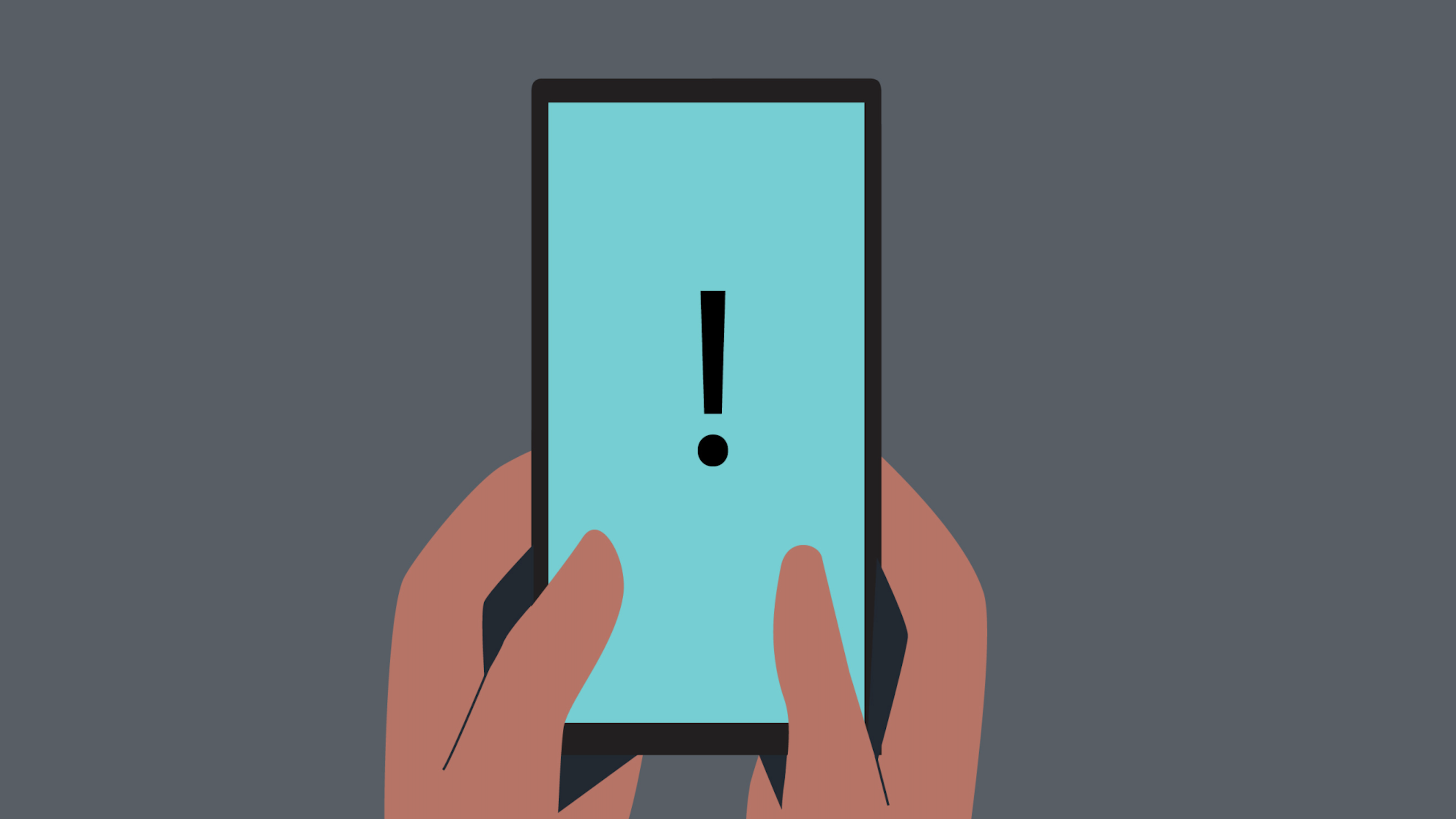 Illustration of a smartphone with an exclamation point on the screen