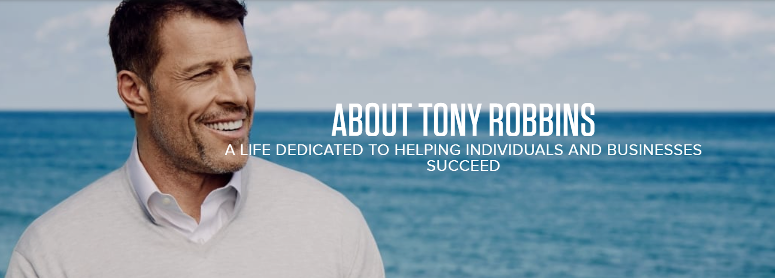 Image of life coach Tony Robbins against background of water