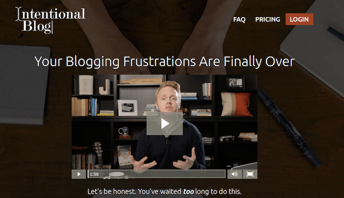 Intentional Blog webpage decluttered