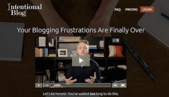 Intentional Blog webpage decluttered