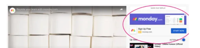 Screenshot of a Monday.com display ad on Youtube