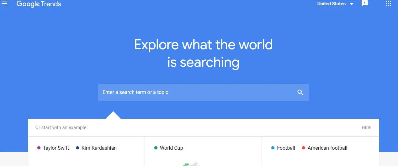 Screenshot of Google Trends page