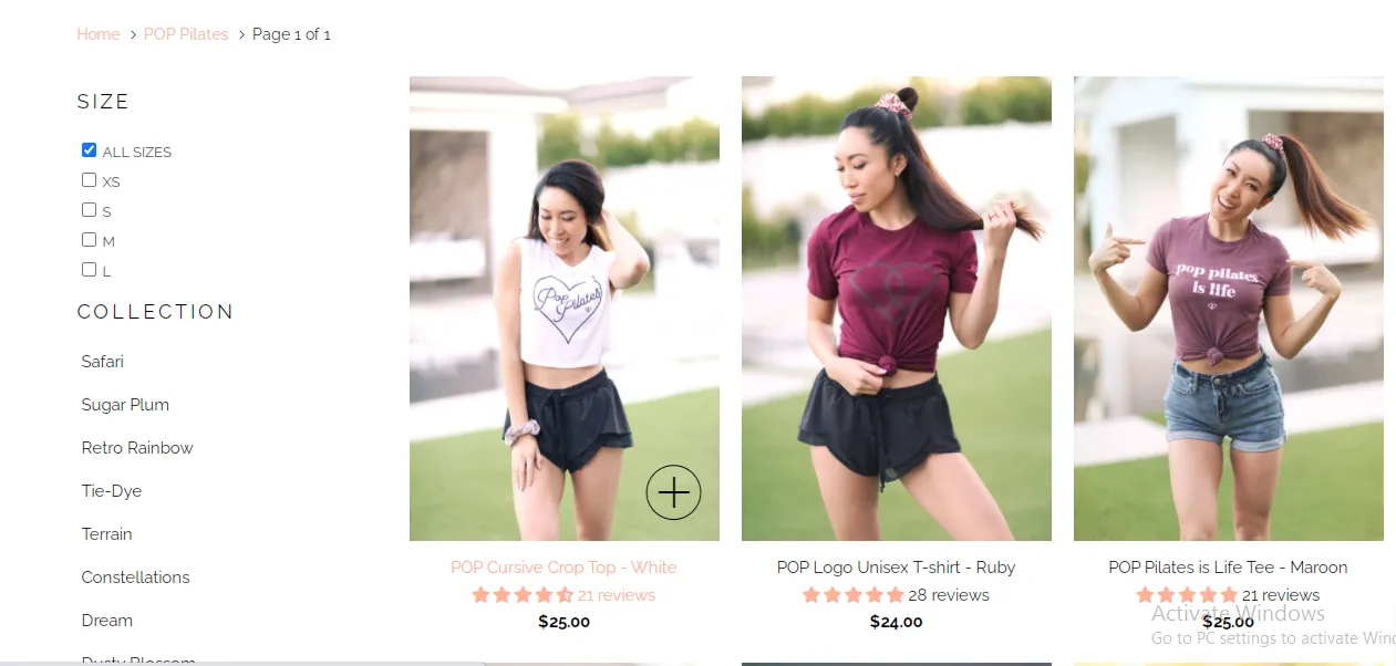 POP Pilates t-shirts for sale