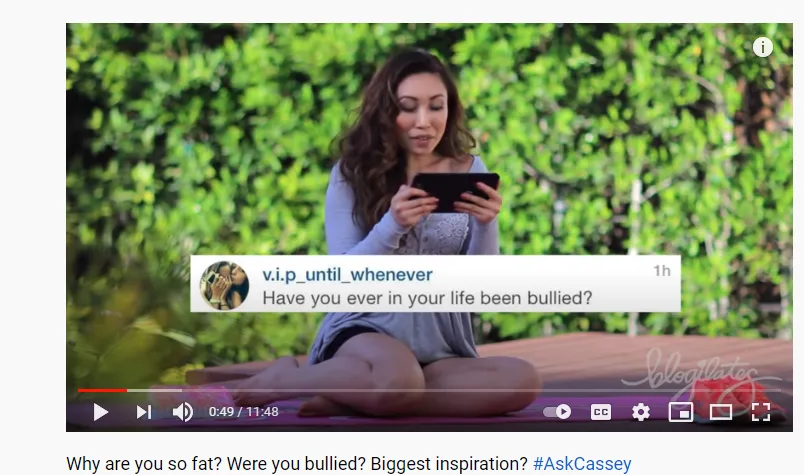 Image of a Cassey Ho YouTube Video