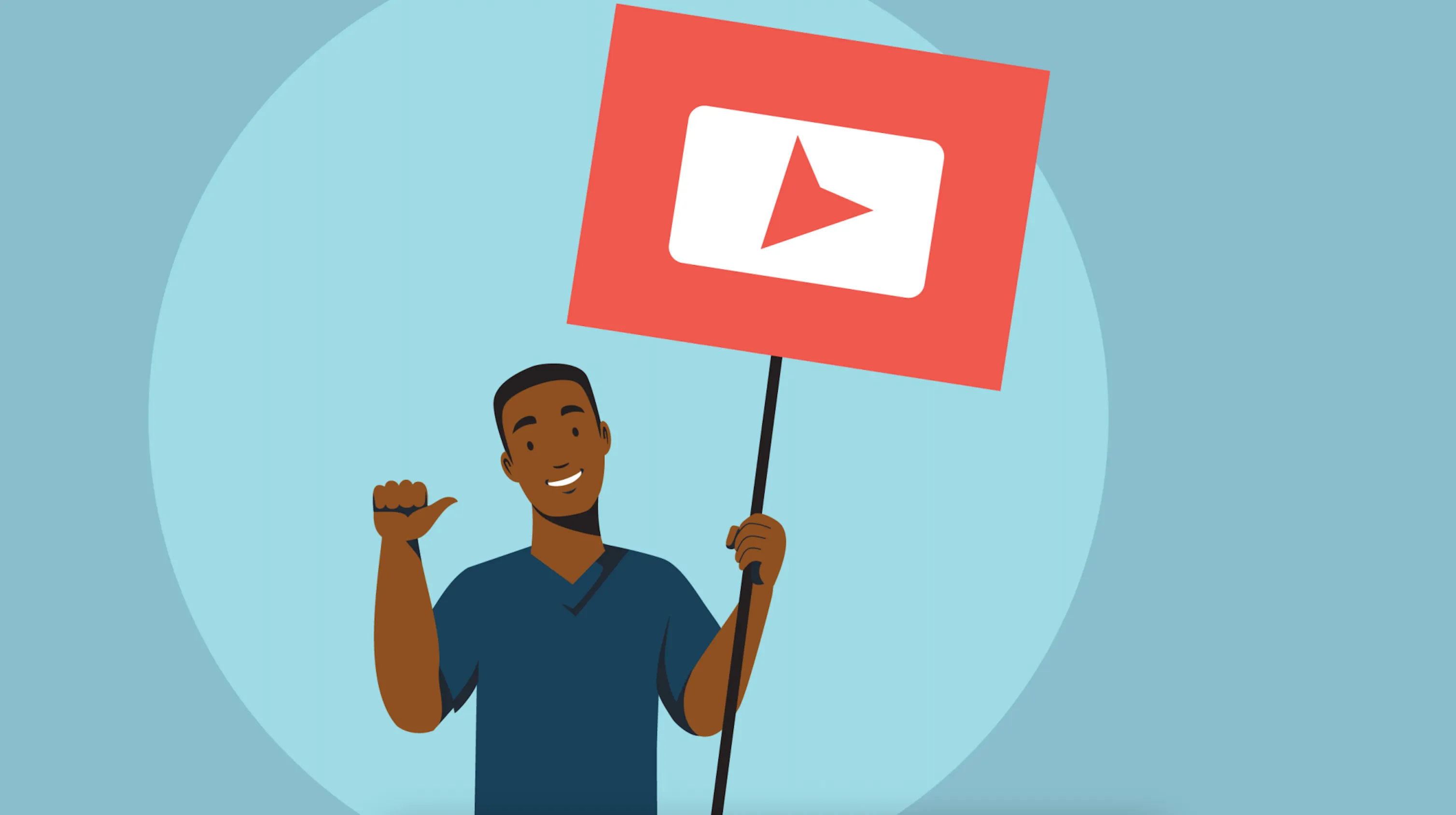 Illustration of a person holding a YouTube sign