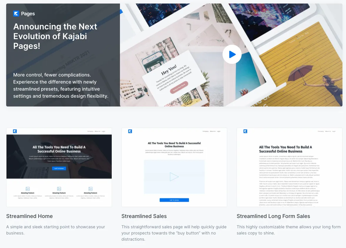 Kajabi landing page templates