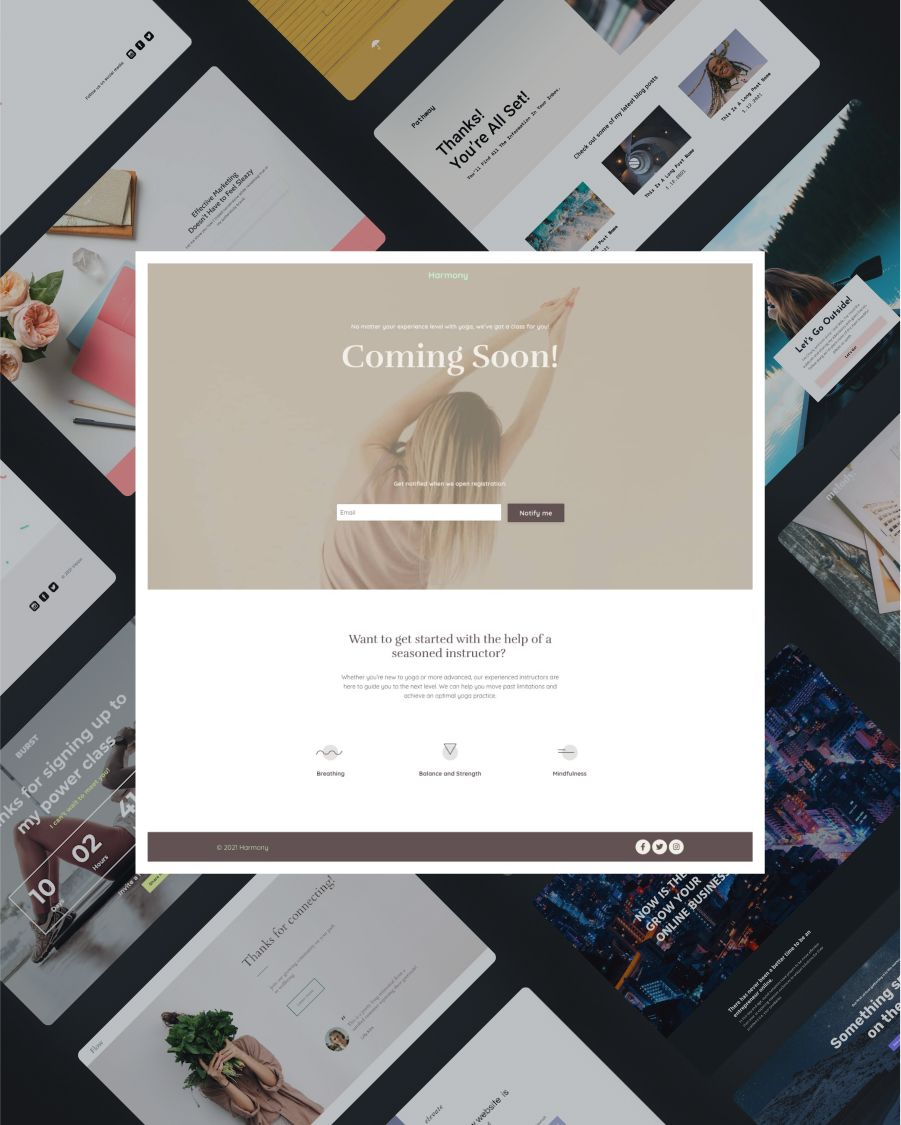 Harmony health focused landing page template screenshot