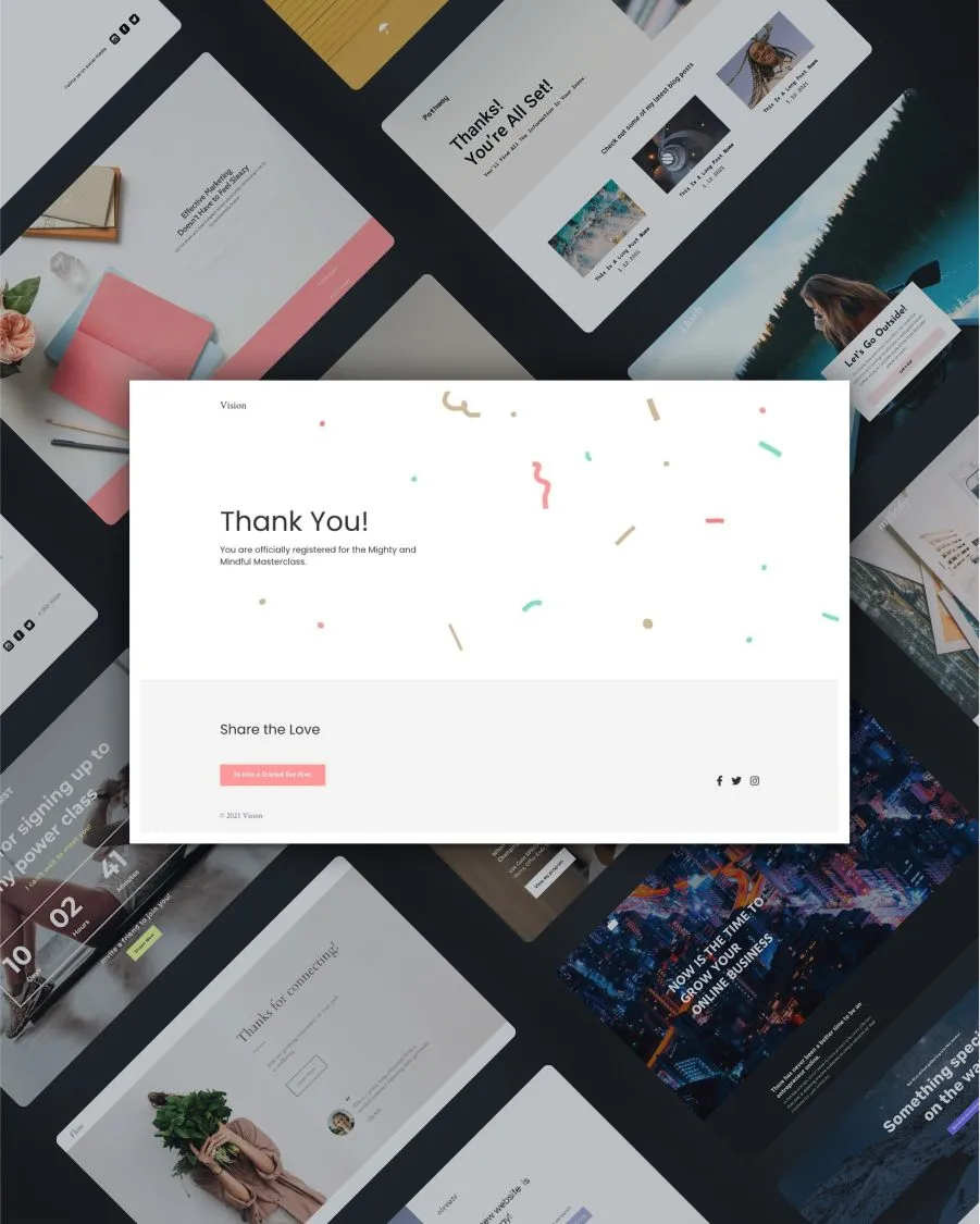 Vision thank you landing page template screenshot