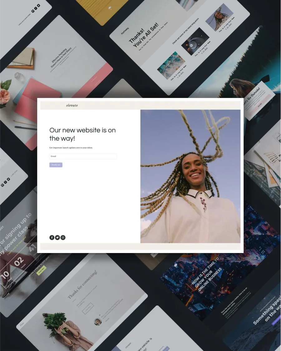 Elevate coming soon landing page template screenshot