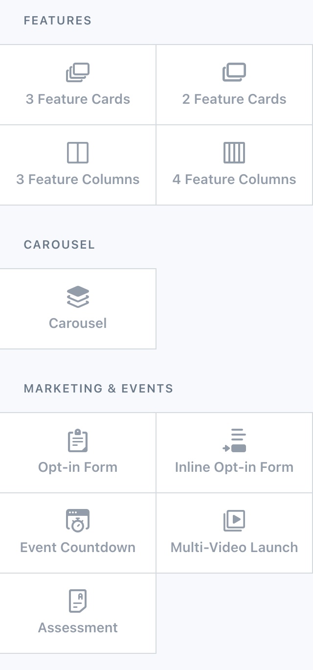 Carousel module on the Kajabi web builder