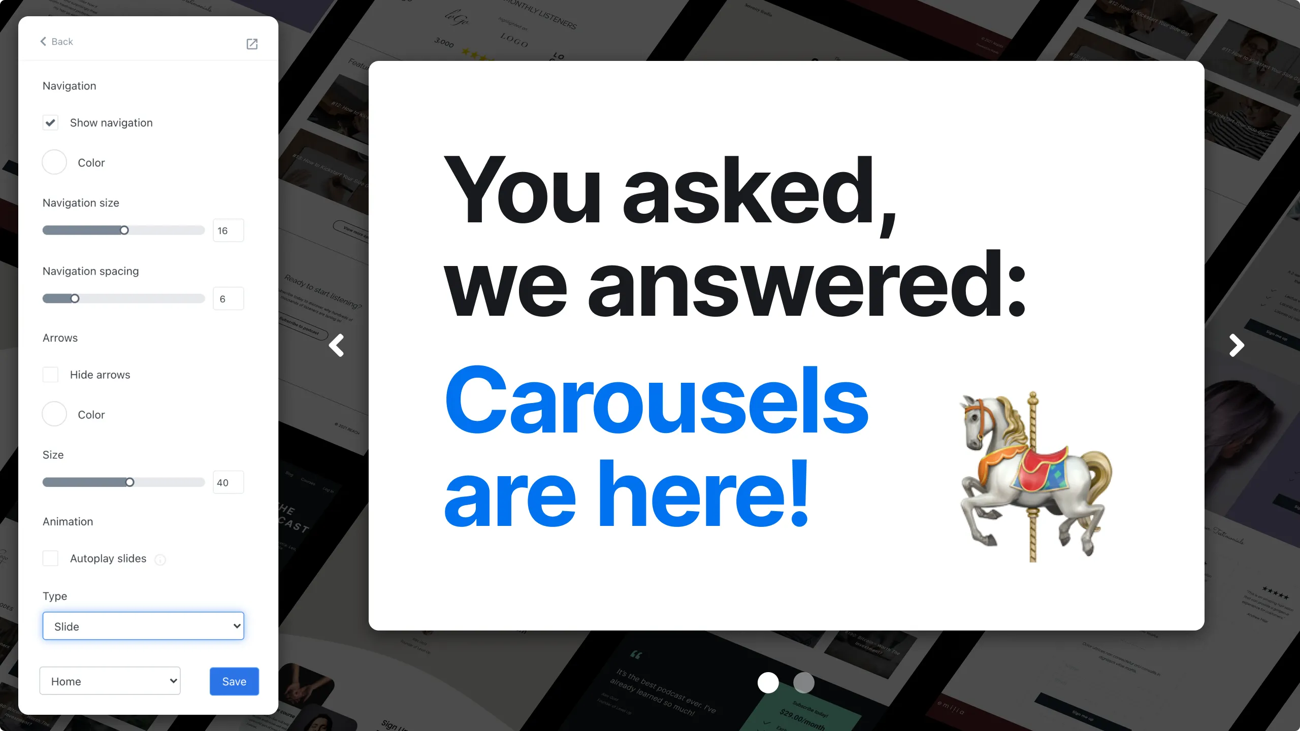 New! Carousel modules in the Kajabi website builder