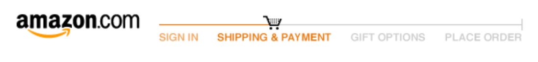 Amazon checkout progress bar with four steps
