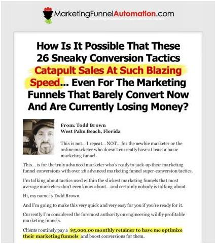 unappealing and outdated sales page