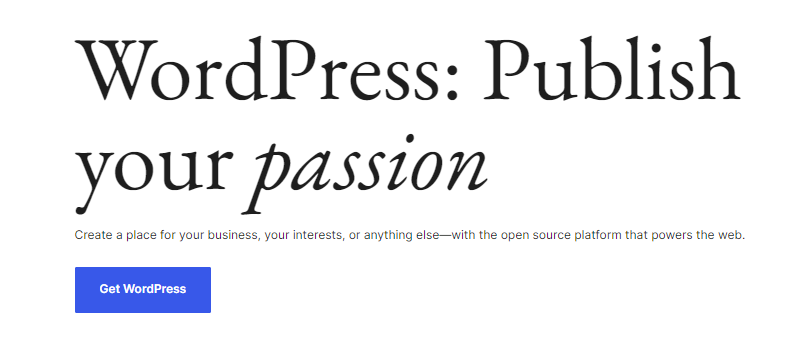 WordPress homepage