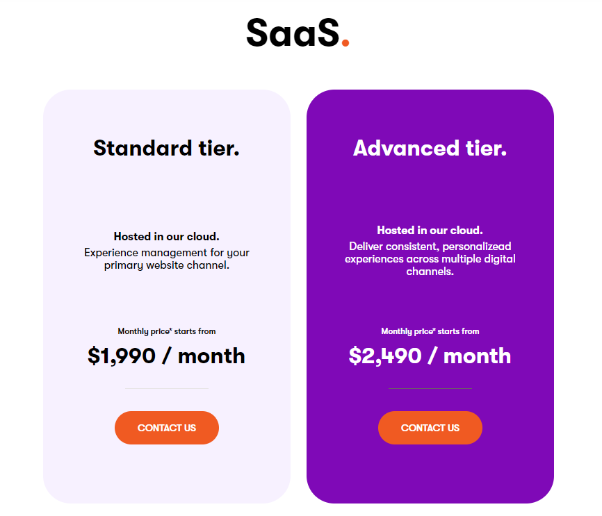 Kentico's plans and pricing