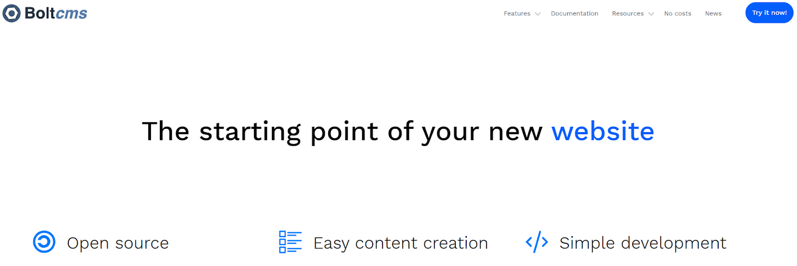 Bolt homepage