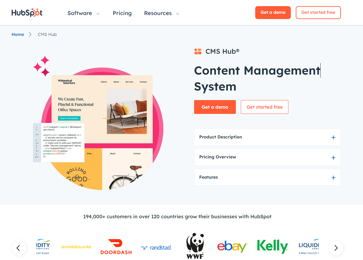 HubSpot's homepage