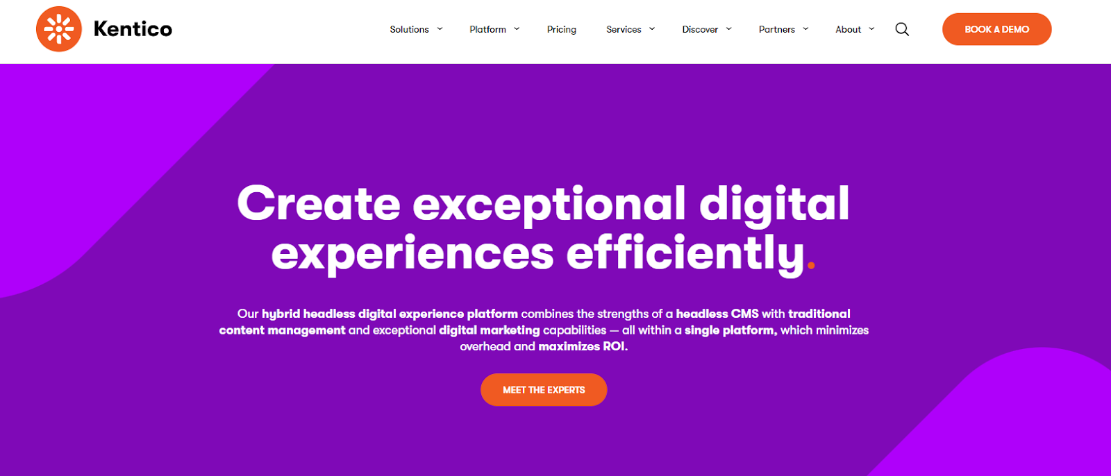 Kentico's homepage