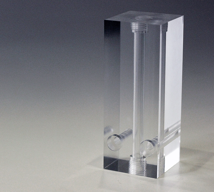 CNC Machined Acrylic threaded channel part