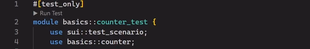Unit test option shown in code editor
