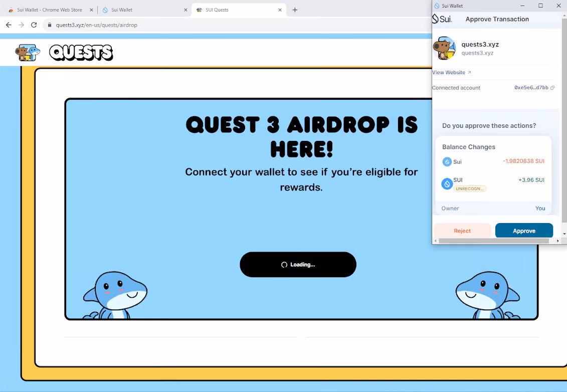an image of a website that claims to offer a Quest 3 airdrop