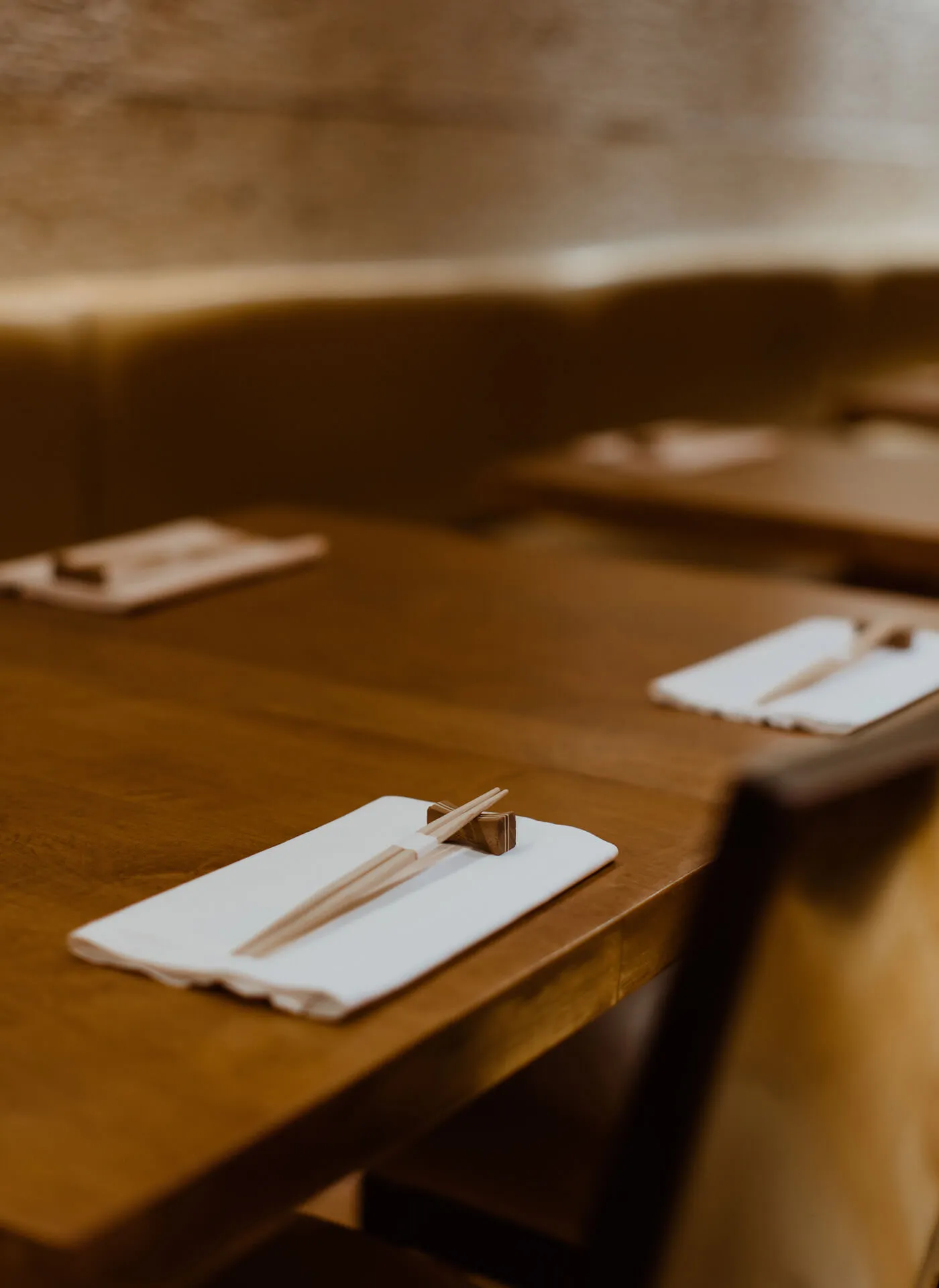 The table setting in the dining area of Bar Masa