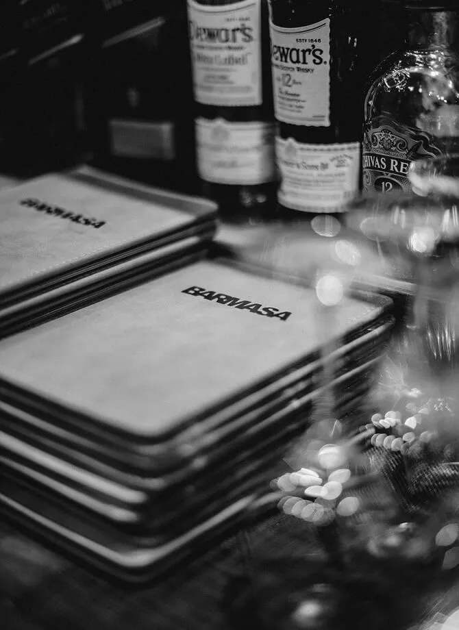 A monotone image of Bar Masa Menu's