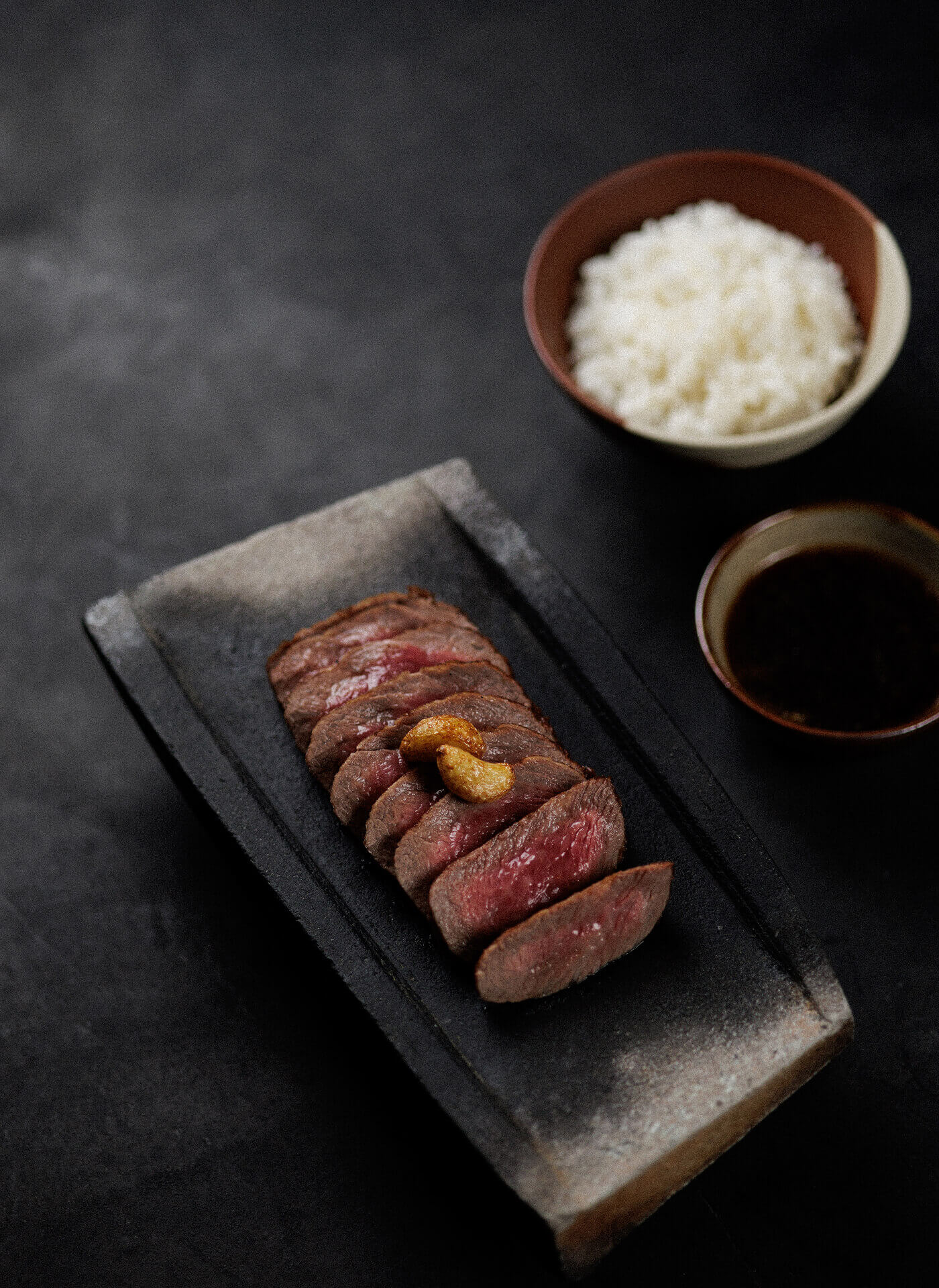 Garlic Soy Steak with Rice