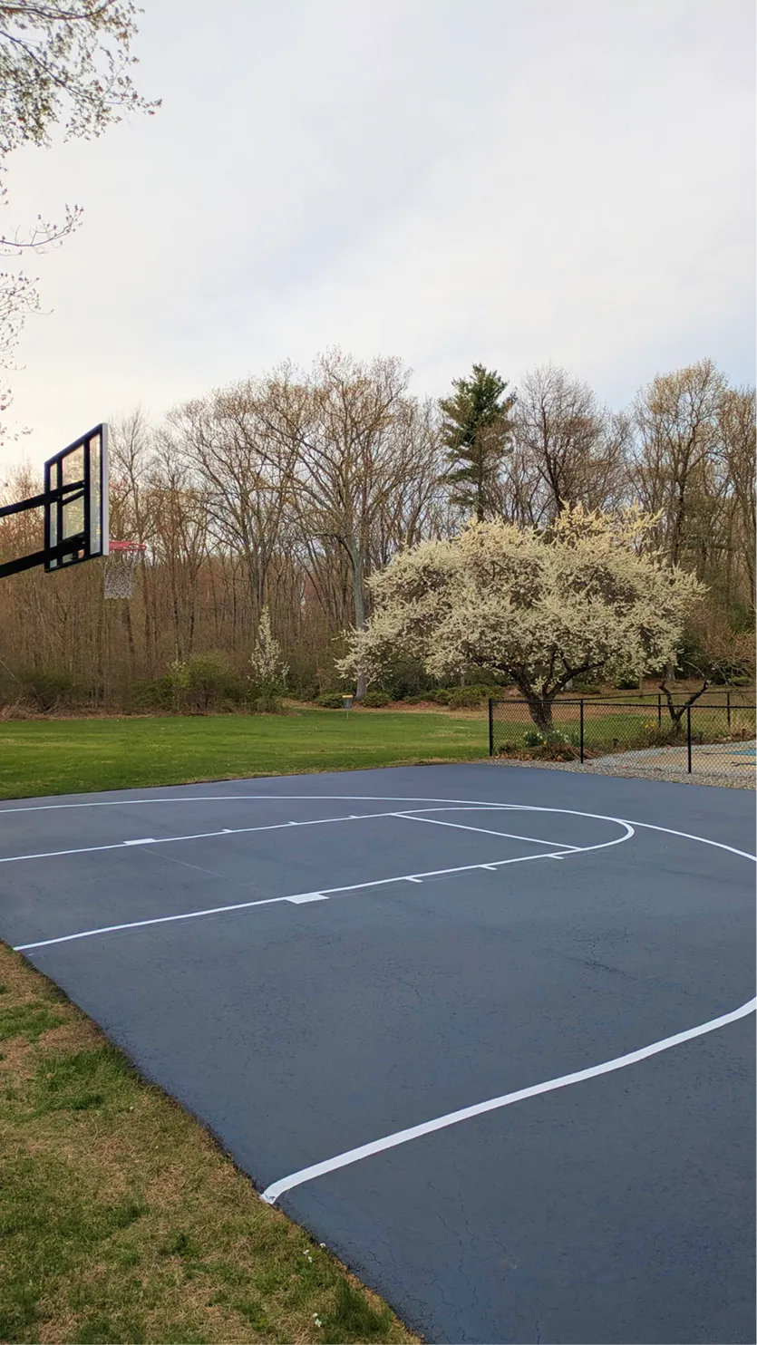 Basketball Court freshly seal coated and line striped