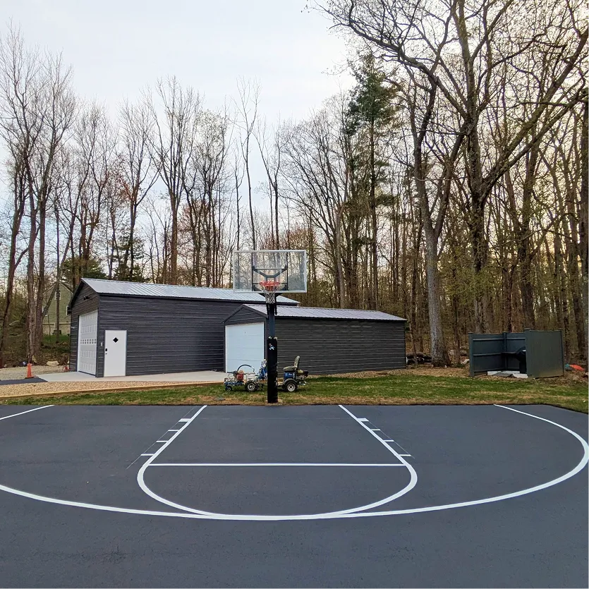 Basketball Court freshly seal coated and line striped