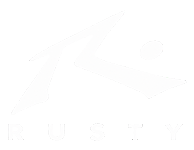 Rusty surfboards logo on a transparent background.