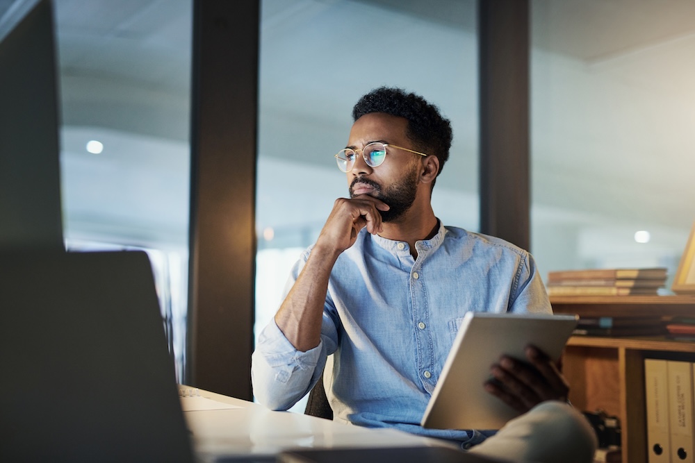 Man in front of laptop