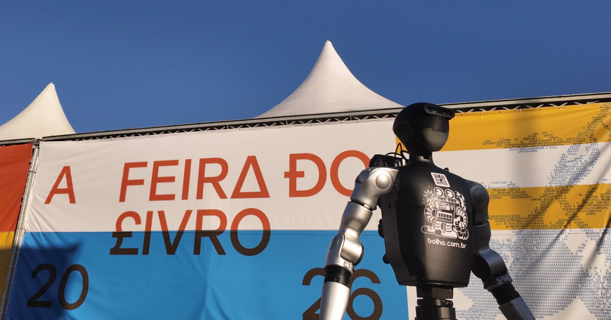 Robô Tobias, desenvolvido pela Bolha, participa do evento A Feira do Livro 2026