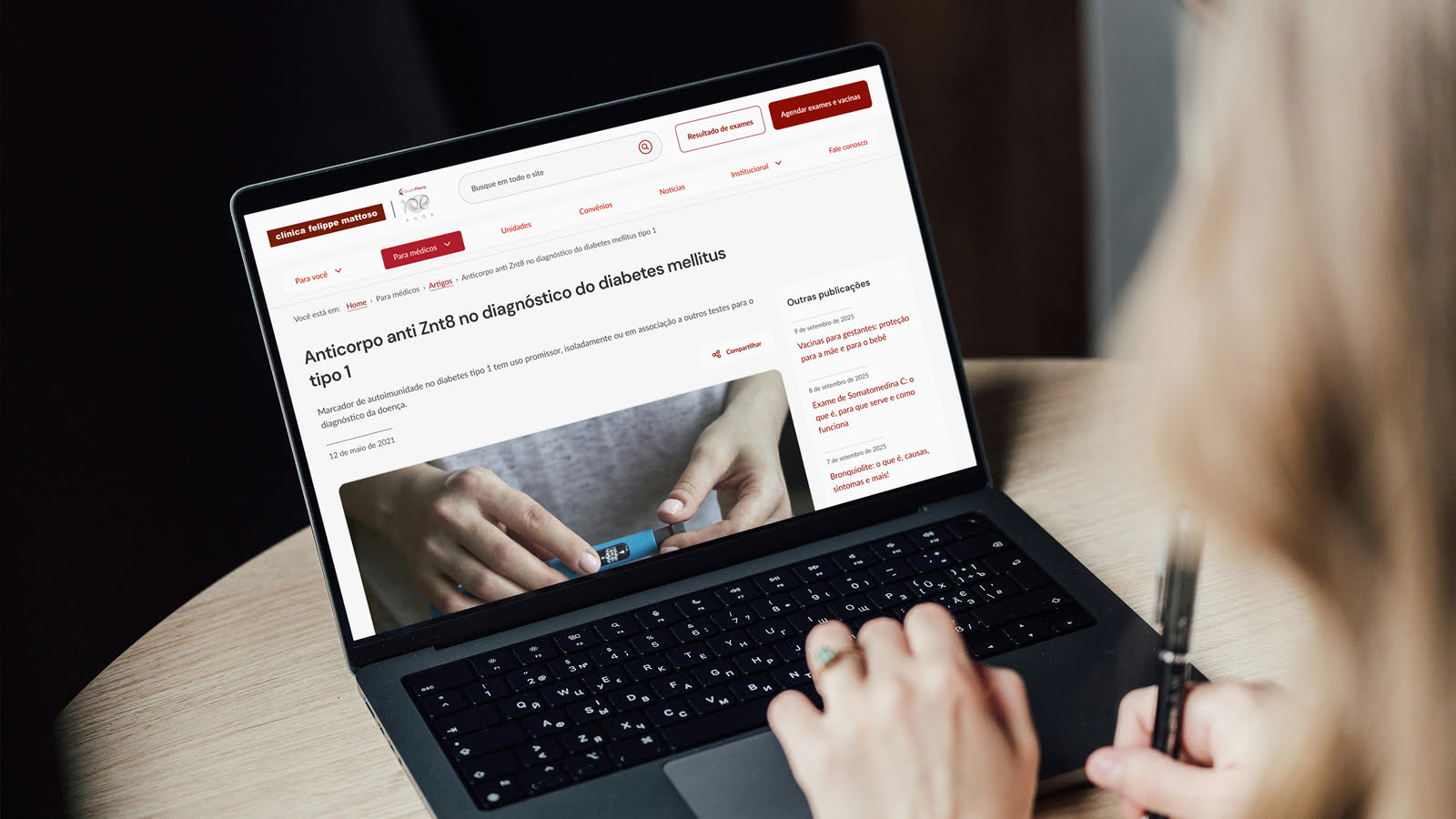 Detalhe do blog no site Felippe Mattoso