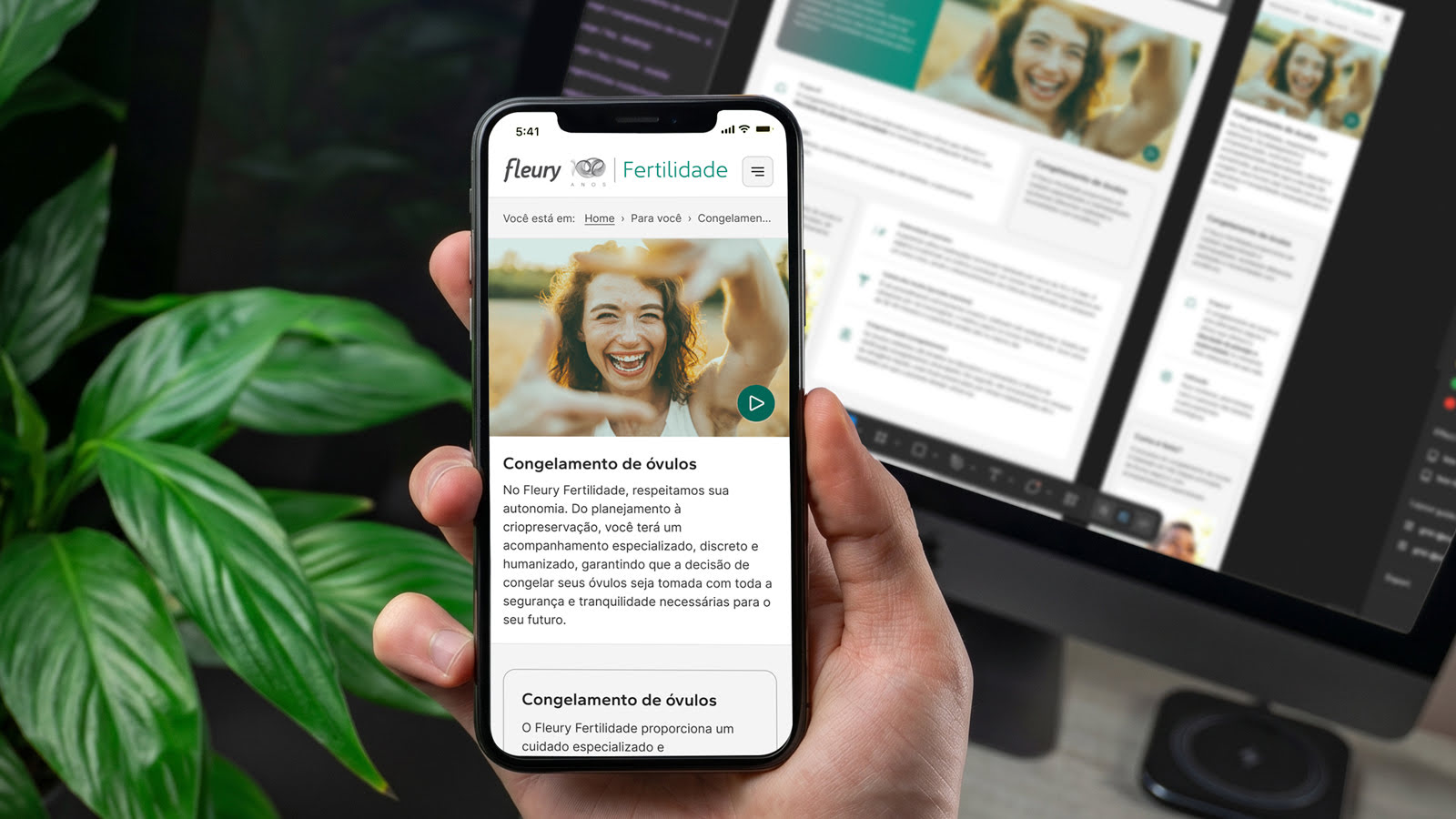 Visão mobile e desktop do novo site Fleury Fertilidade