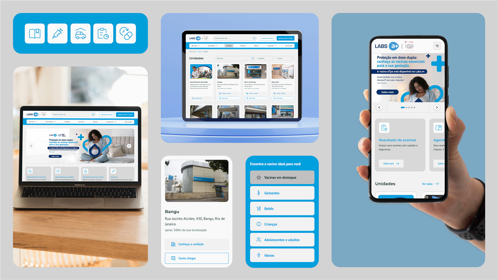 Parte do design system e da estrutura de componentes do site Labs a+