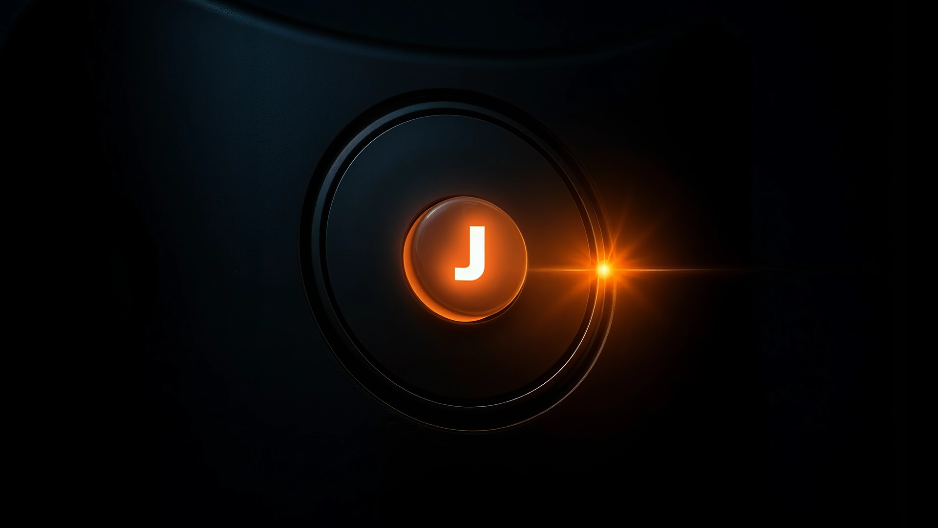 Glowing orange Joulent logo with light flare on dark background
