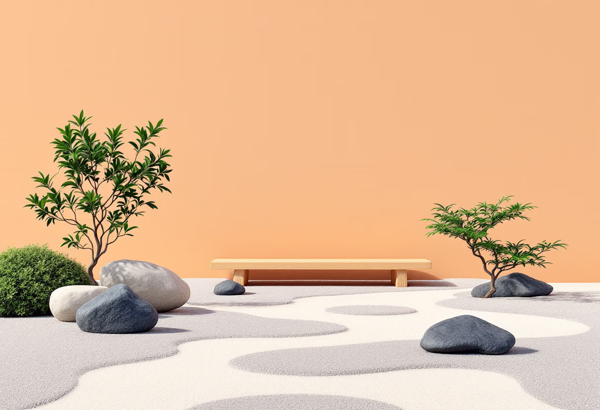[imagem de fundo] imagem do jardim zen (para um centro de bem-estar)