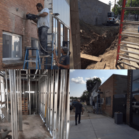 4 photos of the Fish N Beer building being rennovated