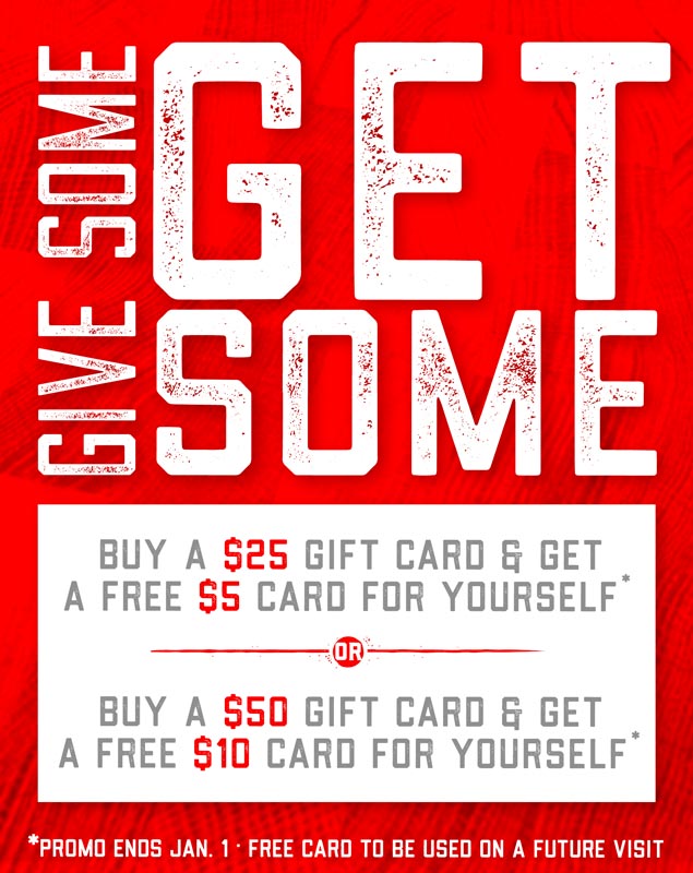 Give some get some flyer for buy one get one free gift cards