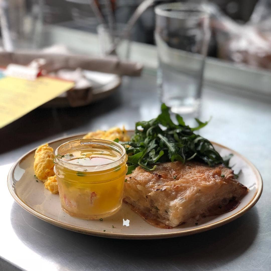 Plate of brunch food