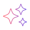 Three sparkling stars icon with gradient colors from pink to purple.