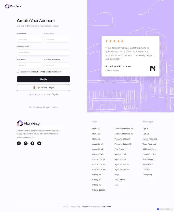 Homezy - Page Preview