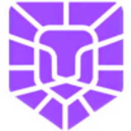 Purple geometric shield-shaped emblem composed of interconnected polygons.