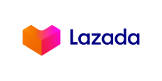 Lazada logo with a colorful orange and pink 3D heart shape next to the blue text 'Lazada'.