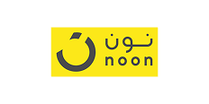 Noon logo with Arabic text and a circular arrow design on a yellow background.